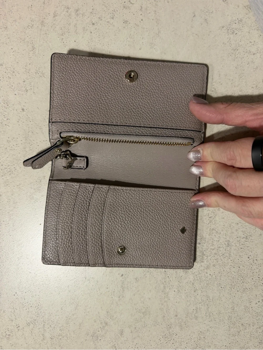 kate spade Black and Tan Pebbled Leather Card Holder